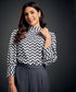 Round Standing Collar Half Sleeve Top